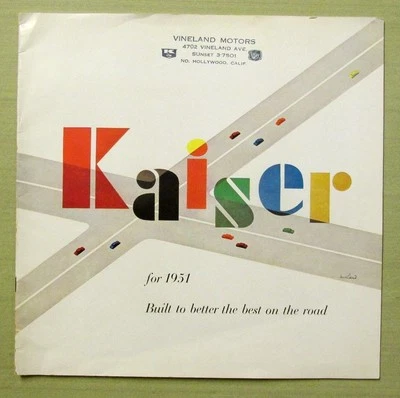 Kaiser Frazer 1951 original estampado Vineland Motors Hollywood Ca folleto a color  Foto 1 de 4