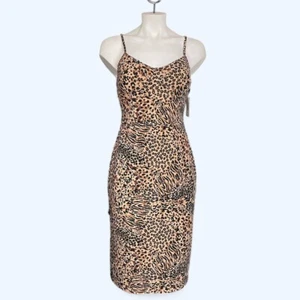Y2K Cheetah Print Bodycon Slip Dress NWT Medium Mobwife Club Party Sexy - Picture 1 of 9