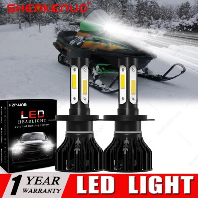 2 H4 4Side White LED headlights For Arctic Cat ZRT 600 800 1996 1997 1998 Bulbs - Image 1 of 4
