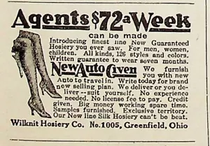 1928 Wilknit Hosiery Co. Agents Wanted New Auto Given Vintage 20s Print Ad - Bild 1 von 1