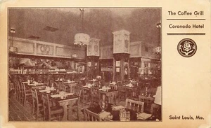 Postkarte Innenraum Coronado Hotel Kaffee Grill Restaurant St. Louis Missouri - Bild 1 von 2