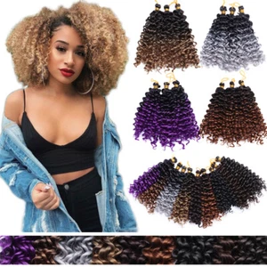 Full Head 3ps=90g Crotchet Kinky Curly Synthetic Crochet Afro Braids Hair Ombre - Imagen 1 de 21