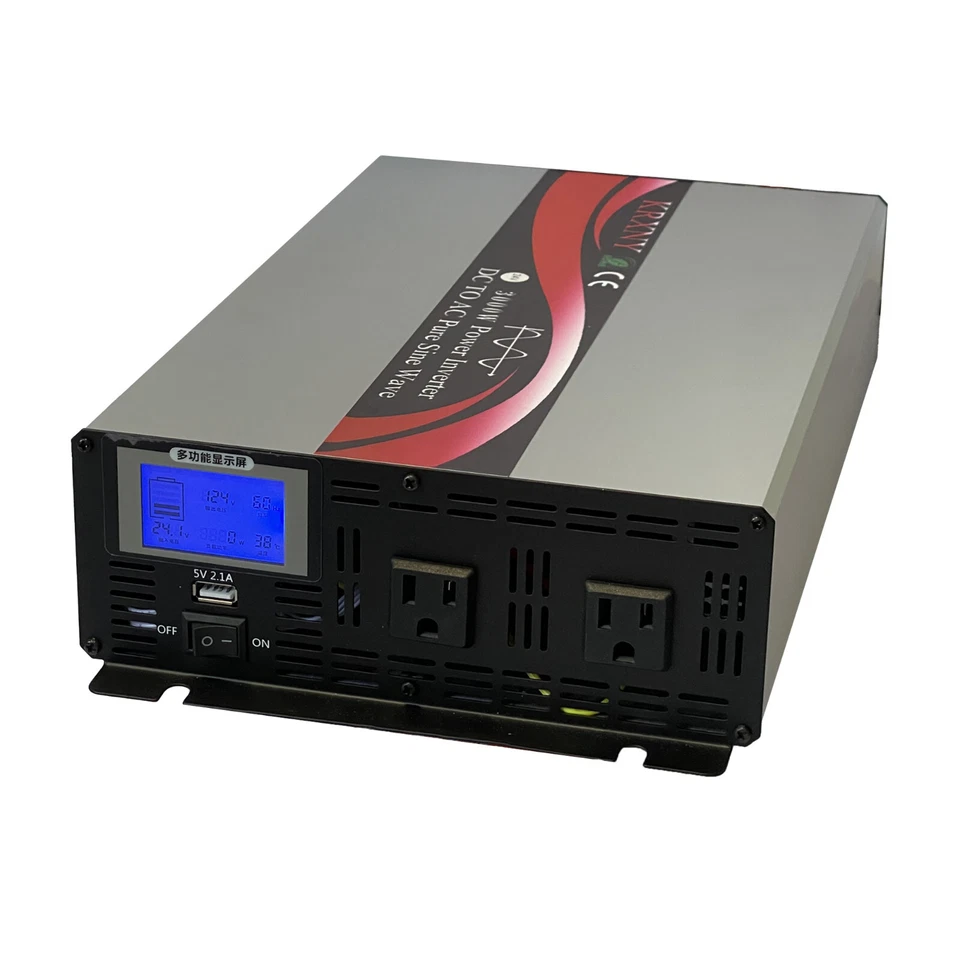 3000W Power Inverter Pure Sine Wave 12V 24V 48V DC to 120V 230V AC Off Grid LCD - Image 1 of 4