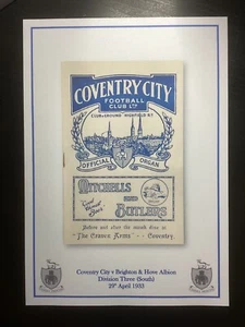 1932-33 Coventry City v Brighton & Hove Albion Division 3 South Programme PRINT - Picture 1 of 1