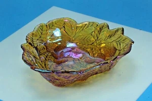 Cuenco de cristal de carnaval caléndula de uva y hoja de vid. - Imagen 1 de 8