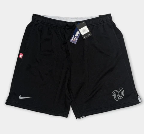 Nike MLB Washington Nationals Men's 3X Dri-Fit Athletic Shorts Black Gray NWT Cover