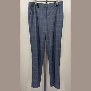 NEW Talbots Pants Womens 8 blue black plaid windsor woven straight leg classic - Picture 1 of 9