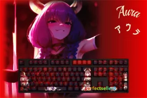 Frieren Aura Keycap Translucent PBT Cherry MX 108 Keys Red Gifts For Keyboards - Picture 1 of 7