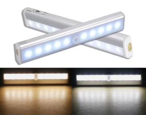 LED Motion Sensor PIR Light Cordless Battery Powered Stair Night Light Closet - Picture 1 of 10