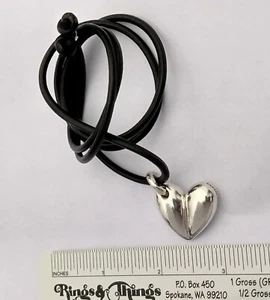 BARRY KIESELSTEIN CORD STERLING SILVER HEART LOVE PENDANT BLACK LEATHER NECKLACE - Picture 1 of 18