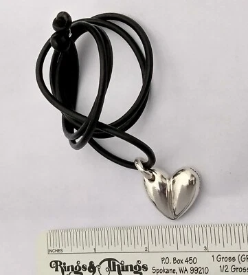 COLLAR BARRY KIESELSTEIN CORDÓN PLATA ESTERLINA CORAZÓN AMOR COLGANTE CUERO NEGRO Foto 1 de 4
