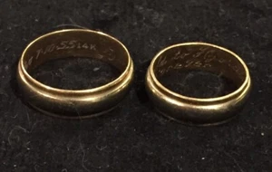 14K Yellow And White Dual Color Gold Two Wedding Band Ring Size Men 9.75 Women 7 - Picture 1 of 12