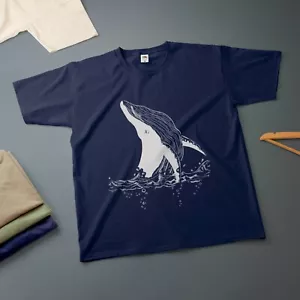 Whale Ink Drawing T-Shirt Various Sizes & Colours Tee - Picture 1 of 18
