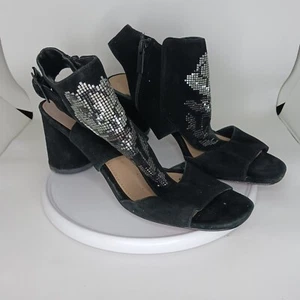Donald J Pliner Black Embroidered SuedevLeather Slingback Heels (Size 8.5) - Picture 1 of 4