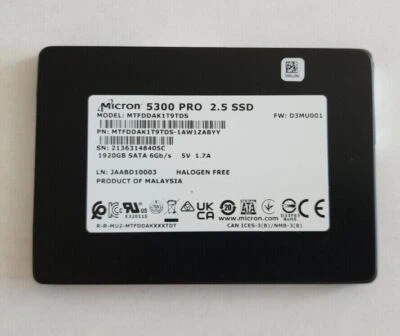 Micron 5300 PRO 1.92TB 6Gbps SATA 2.5" SSD MTFDDAK1T9TDS - Image 1 of 2