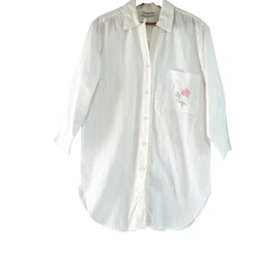 Camisa de vestir vintage Christian Dior para mujer M camisón bordado logotipo rosa - Imagen 1 de 13