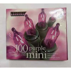 VINTAGE Mini Light Set Purple with Green Cord Halloween/Xmas Indoor/Outdoor 1999 - Picture 1 of 8