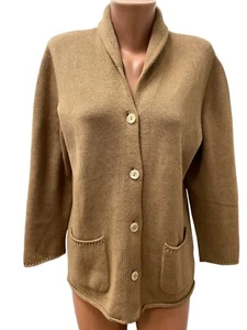LONGHIN Le Tricot Perugia Gr. L WOLLE Seide KASCHMIR Strickjacke Camel Braun - Bild 1 von 7