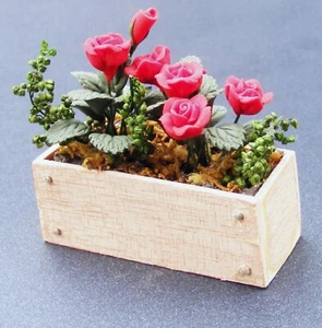 Poupées Maison Rouge Rose Fleurs en Un Fenêtre Boîte 1:12 Échelle Jardin D1217 - Bild 1 von 7
