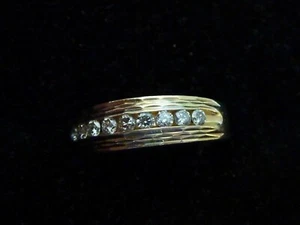 14KT GOLD MENS WEDDING/ANNIVERSARY BAND WITH 10 SPARKLING DIAMONDS SIZE 10.25 - Picture 1 of 2