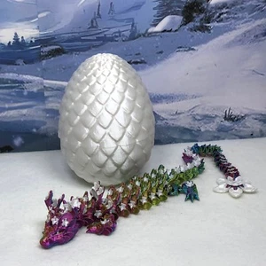 Dragón de flor de cerezo con huevo de dragón, dragón tricolor articulado impreso en 3D - Imagen 1 de 35