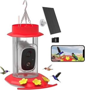 Solar-Powered Hummingbird Feeder with 2K HD Camera, AI Bird Species Recogniti... - Picture 1 of 8