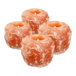 4x Natural Himalayan Salt CRYSTAL ROCK SALT CANDLE TEA LIGHT HOLDER HOME DECORE - Picture 1 of 5