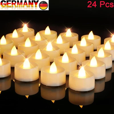 24x Led Teelichter FLAMELESS inkl. Batterien elektrische LED Teelicht Kerzen - Bild 1 von 4