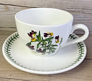 Portmeirion JUMBO Coffee Cup & Saucer BOTANIC GARDEN Heartseas Pansy Butterflies - Picture 1 of 8