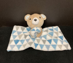 SL Home Fashions Lovey Security Blanket Bear Blue Gray Tan White Triangles 2016