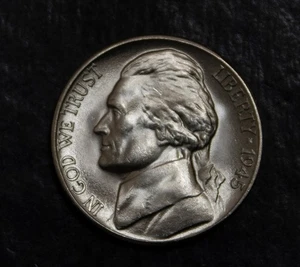 1945 D Jefferson Nickel Choice BU 35% Silber Lot 3993 - Bild 1 von 2