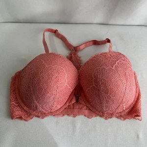 Victoria's Secret gefütterter Halb-/Demi-Doppel-BH vorne Racerback 38DD pink - Bild 1 von 6