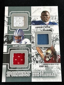 Lawrence Taylor Barry Sanders Jerry Rice 09 Sportkings Game Worn Used Jersey SP - Picture 1 of 2