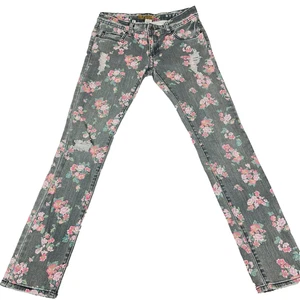 BILLABONG Jeans Flower Print Stretch Surfwear 28 3 Women 7 Skinny Fit Gray Wash  - Picture 1 of 13