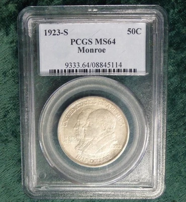 1923 S PCGS MS 64 Monroe Doctrine Centennial Commemorative Silver Half Dollar - Image 1 of 4