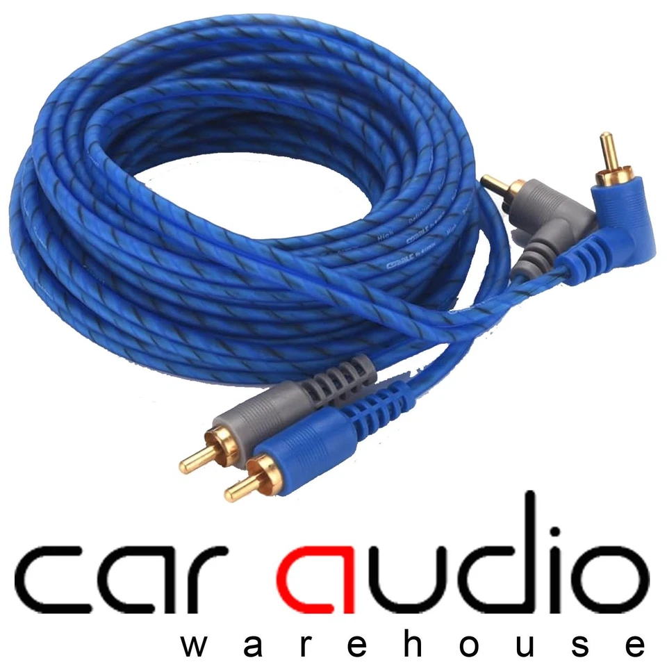 T1 Audio 5M Metre Oxygen Free Clear OFC Car Stereo Amp Phono RCA Cable Lead Blue
