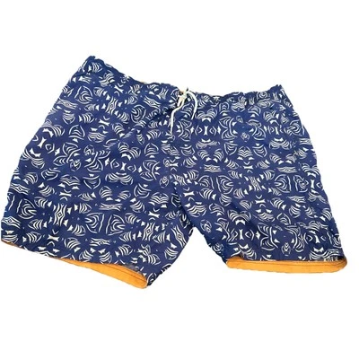 REYN SPOONER Swim Trunks Lined Mens XXL Aloha Blue Orange Shorts 7" Hawaii Fish - Image 1 of 4