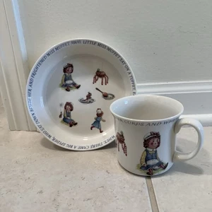 Vintage Little Miss Muffet Schale und Tasse - Queens 1795 Bone China - Indien - Bild 1 von 6