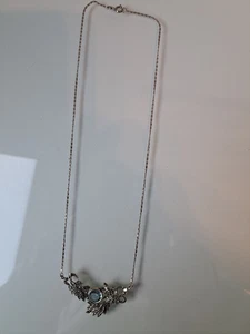 Sehr schöne, alte Kette , Collier , 925 Silber mit hellblauem Stein und Markasit - Bild 1 von 5