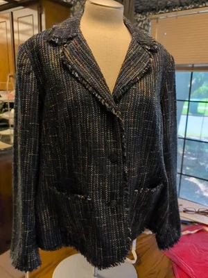 Chaqueta Blazer Vintage Sag Harbor Mujer Talla 20W Tweed Azul Marino Marrón Foto 1 de 4