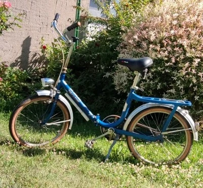 HWE Oldtimer Klapprad Mini Clip Fahrrad Faltrad blau Vintage Damen 1970 / 80er - Bild 1 von 4