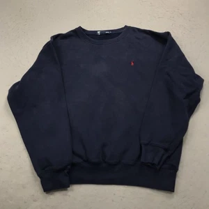 VINTAGE Polo Ralph Lauren Sweatshirt Herren mittelblau Rundhals Pony Fleece 90s - Bild 1 von 8