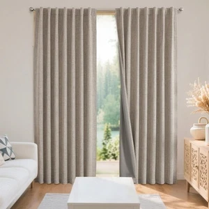 Verdunkelungsvorhänge für Schlafzimmer - Natürliche Leinenvorhänge 52 X 84 Zoll, Thermo... - Bild 1 von 9