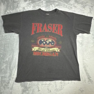 Vintage Fraser Shirt Mens XL Gray Michigan Graphic World Classic Miller USA 90s - Picture 1 of 15