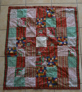 Coperta neonato culla natalizia vintage fatta a mano famiglia è un lancio trapunta patchwork - Foto 1 di 16