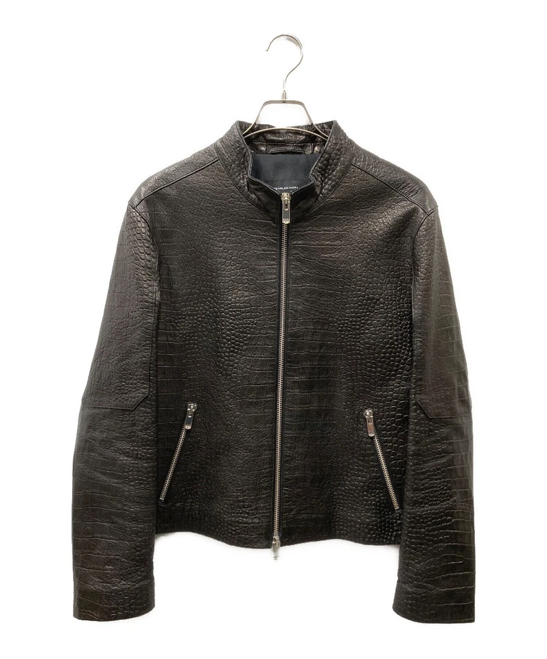 pearled ivory Embossed leather jacket Size: M Black Men - Image 1 of 4