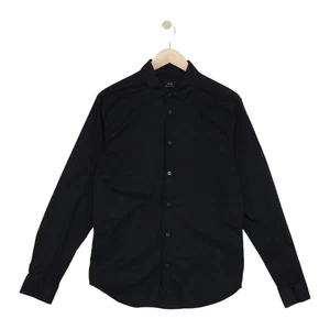 Armani Exchange Shirt Mens Size XL Black Slim Fit Stretch Cotton - Picture 1 of 15