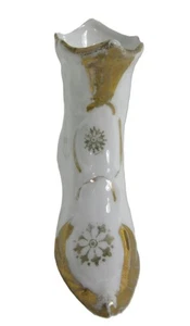 White Porcelain Victorian Boot Shoe Figurine Gold Trim Antique - Picture 1 of 5