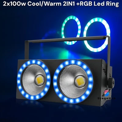 200W 2 Eyes 2x100W DMX Led Cob Blinder Audience Par Light with Halo Ring for DJ - Image 1 of 4