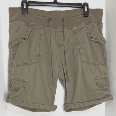 Union Bay Brown Bermuda Cargo Shorts Size 11 Drawstring Stretch Waistband Read - Image 1 of 4